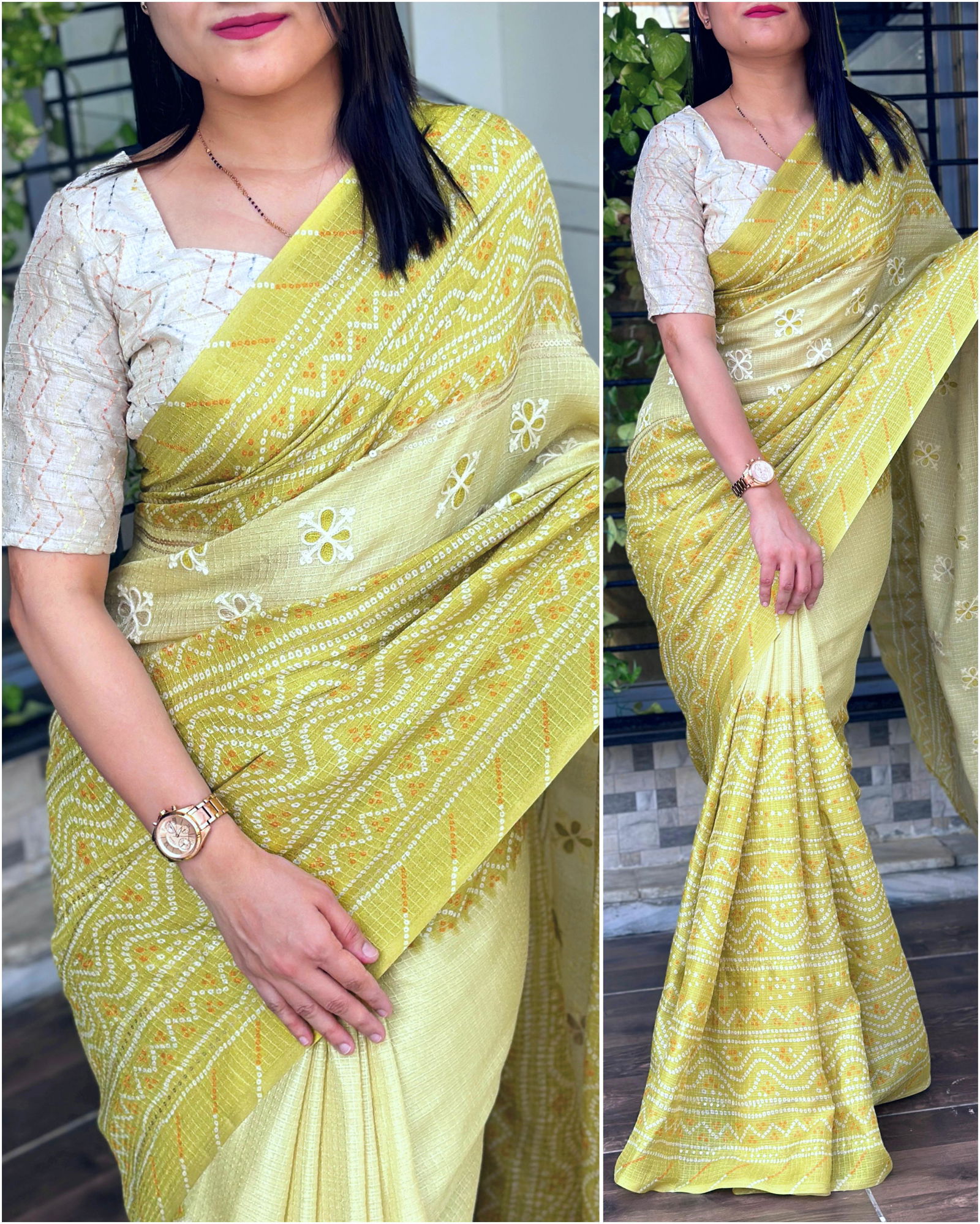 SV Mani Kota linen Heavy Bandhani Printed Sarees Wholesale Market In Surat
